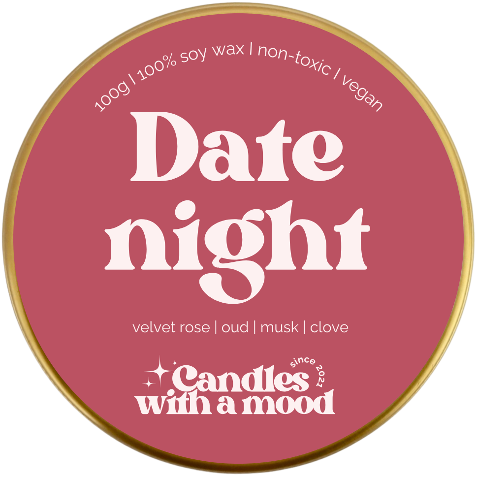 Lumânare parfumată din ceară de soia DATE NIGHT velvet rose - oud - musk - clove 100g