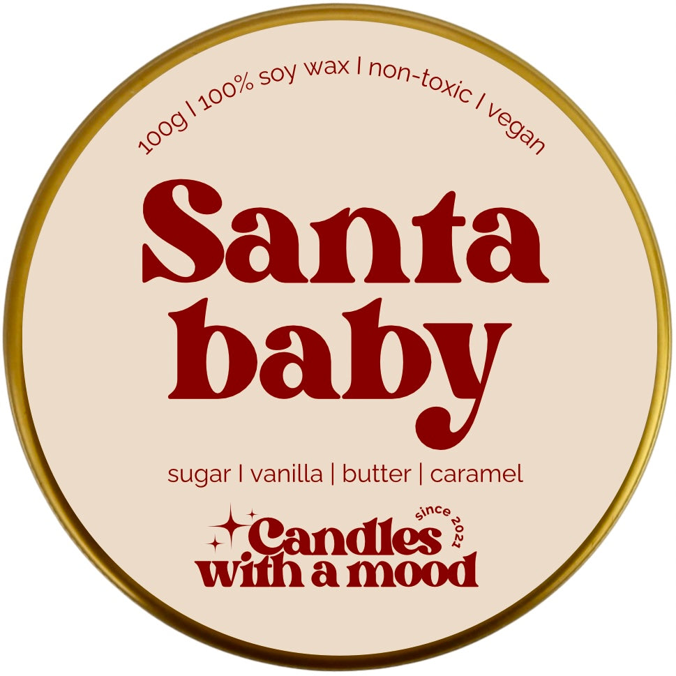 Lumânare parfumată din ceară de soia SANTA BABY sugar - vanilla - butter - caramel 100g