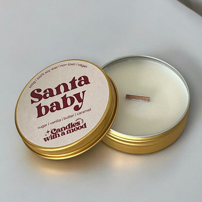 Lumânare parfumată din ceară de soia SANTA BABY sugar - vanilla - butter - caramel 100g